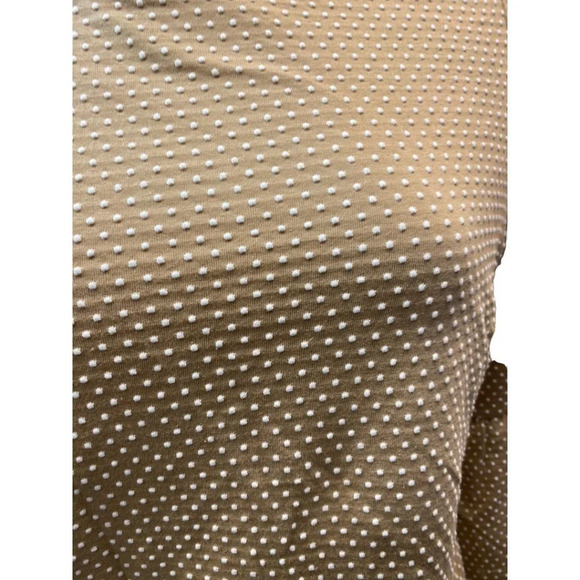 Talbots Tan White Polka Dot 3/4 length sleeve Shirt - Picture 3 of 4